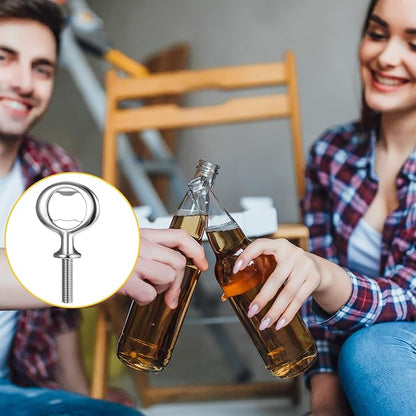 Metal Bottle Opener Kit 8 Pcs Stainless Blank Bottle Openers Inserts Hardware for Wedding Wine Party DIY Project Craft Flat Wood Turning (Silver, 8 Pieces)