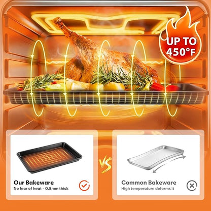 Half Sheet Pan 17.3” x 13.1”, Cookie Sheets for Baking 0.8mm Thick Non Stick Baking Sheets for Oven Heavy Duty Baking Trays - Image 6