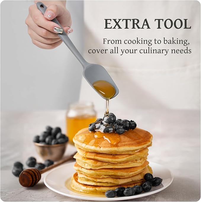 Kikcoin 43Pcs Large Kitchen Utensils Set - Silicone Cooking Utensils Set, Dishwasher Safe Spatula Set for Non-stick Cookware, 446°F Heat Resistant Kitchen Utensils Set with Holder BPA Free, Grey - Image 5