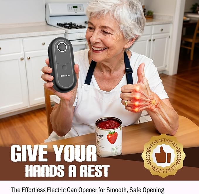 Electric Can Opener, One Touch Automatic Smooth Edge, Hands Free Side Cut Can Opener for Seniors, Battery Operated, Fits Most Cans, Safe & Easy to Use, Food Safe, Easy Clean Kitchen Gadget (Black) - Image 3