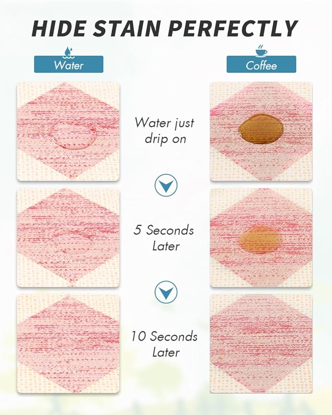 AMOAMI Coffee Mat Hide Stain Rubber Backed Absorbent Dish Drying Mat for Kitchen Counter - Fits Under Coffee Maker or Machine - PINK 12X19 - Image 2