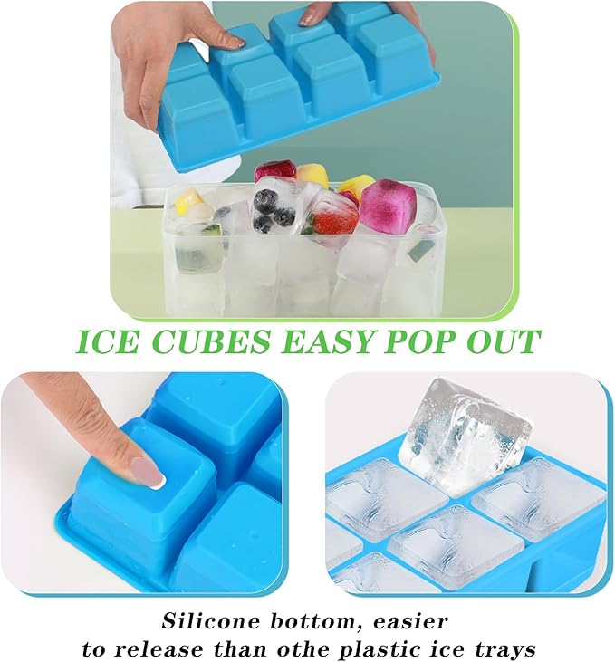 Ice Trays for Freezer with Lid and Bin, JRISBO 6 Pack Silicone Ice Cube Tray Storage Iced Bucket Kits, Stackable & Leak Proof Large Ice Cube Molds for Cocktail, Whiskey, Soup, Baby Food - Image 5