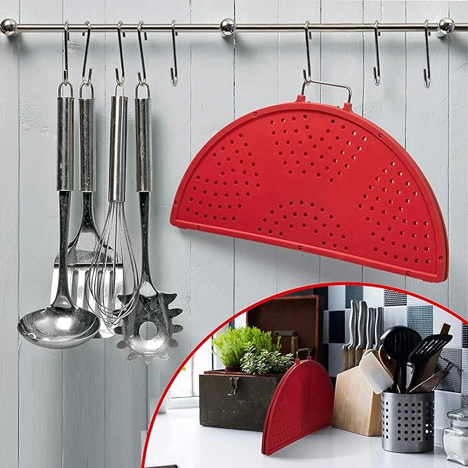 Splatter Screen for Frying Pan Foldable Grease Splatter Guard Silicone Splatter Shields Multifunction Oil Screen for Skillet with Folding Handle Bacon Splatter Screen Strainer - Image 9
