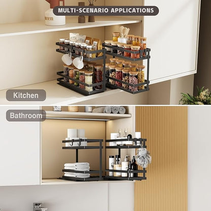 Magheo Pull Out Spice Rack Organizer for Cabinet, 1 Pack Metal Seasoning Organizer Slide Out Spice Storage Shelf No Assembly Vertical Spice Rack Pullout for Kitchen & Bahthroom No Drill(2 Tier,Black) - Image 8