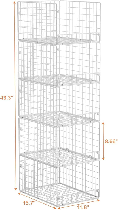 5-Tier Stackable Closet Storage Shelves, Closet Organizers and Storage Basket, Foldable & Stackable Closet Organizers for Closet System, Space-Saving Closet Shelf for Home ,White(Patent No. 30022416) - Image 3