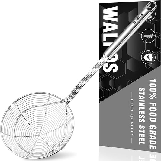 Walfos Spider Strainer - 5.5 Inch Stainless Steel Fryer Scoop, Kitchen Spider Skimmer Strainer With Handle, For Cooking Deep Fryer, Pasta, Spaghetti, Noodle, Vegetables, Egg by Walfos
