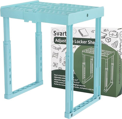 Svartur Adjustable Locker Shelf for School, Height and Width Adjustable Locker Organizer for Work, Stackable Locker Tools for Gym Lockers, Back to School Essentials, Mint Blue