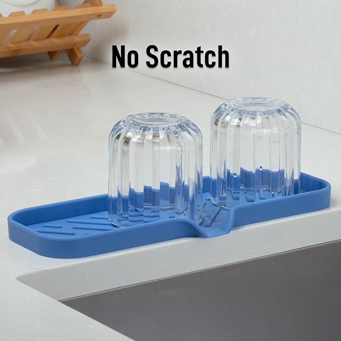 Zulay Kitchen Large Silicone Sponge Holder (12x4) – Flexible Sink Organizer Tray for Kitchen & Bathroom – Multipurpose Soap Dish for Sponges, Makeup, Trinkets & More (Provence Blue) - Image 7