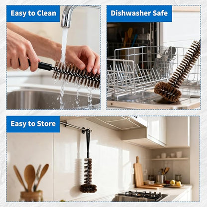 Garbage Disposal Cleaner Brush, Extra Long Handle for Deep Cleaning, 3D Nylon Brush Head Eliminates Residue and Odor, Universal Fit for All Disposal Units, Keep Your Kitchen Fresh and Hygienic 15inch