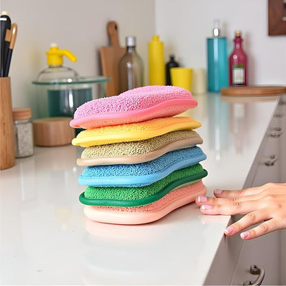 Multipurpose Kitchen Scrub Sponges, Heavy Duty Cleaning Non-Scratch Scrub Sponge, Reusable Microfiber Sponge for Household Cleaning, Six Color Packaging (6pcs) - Image 4