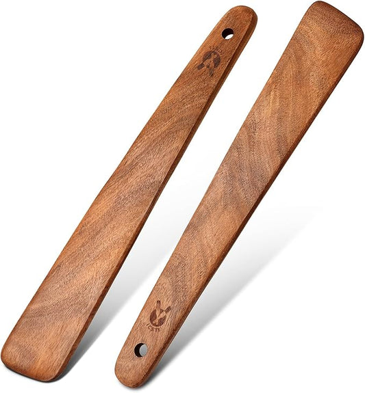 12 inch Teak Wooden Spatula for Cooking, Small Wood Flipper, Egg Scraper, Flat Wood Turner, Multipurpose Wooden Cooking Utensils, Spatulas Spoons Perfect for Flipping, Scraping & Turning, Set of 2 by Unknown
