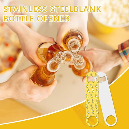 10 Pcs Sublimation Bottle Opener Blanks,White Stainless Steel Flat Beer Bottle Opener, Personalized Sublimation Blank Products for Kitchen Restaurant