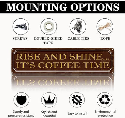 Coffee Time Metal Tin Signs, Coffees Lover Home Decor for Kitchen Bedroom Dining Room, Farmhouse Cafe Decors, Decorative Metal Wall Signs 15.8x4 Inches - Image 3