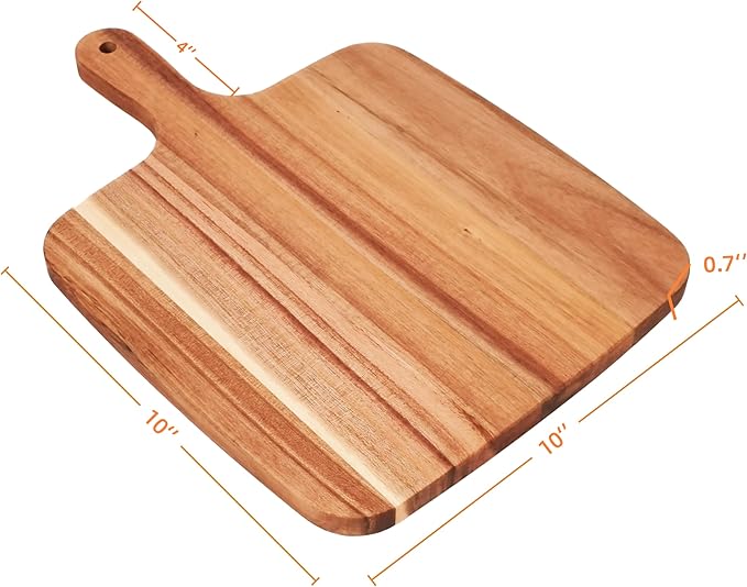 ZeQi Acacia Wood Cutting Board with Handle 14''X10'' / Charcuterie Board/Serving Board/Cheese, Bread, Vegetables & Fruits Serving Board - Image 7