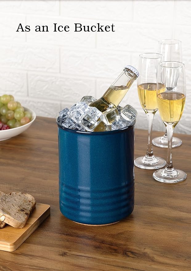 ABRUTY Utensil Holder, 6.7" Ceramic Kitchen Utensil Crock for Countertop Cooking, Modern Utensil Caddy Jar Organizer for Farmhouse Kitchen Counter Décor, Flambe Blue - Image 6