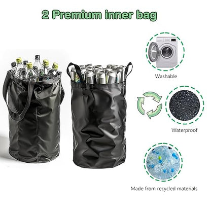 Recycling Bin for Kitchen Indoor Home,Beige Color Large 100L/ 26 Gallon Recycle Bin with Lid Removeable Reusable Inner Bag Bottle Can Glass Waste Plastice Stickers - Image 3