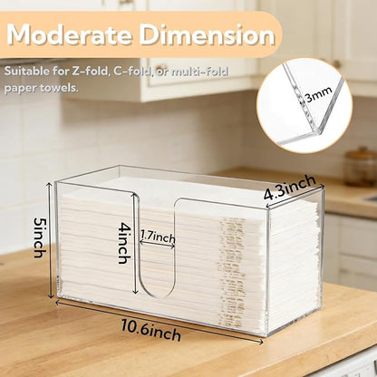 ZAVOOS 2 Pack Acrylic Paper Towel Holder, Folded Countertop Z-fold C-fold Trifold Napkin Dispenser, Clear Hand Towel Storage Holder Tray for Bathroom, Kitchen, Restaurant - Image 2