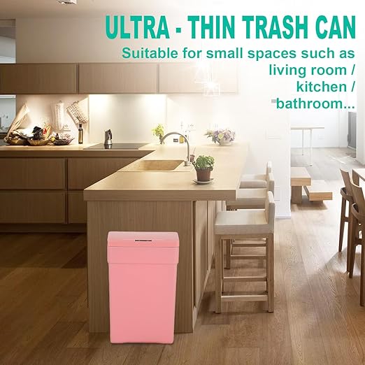 BestOffice 13 Gallon Trash Can Automatic Kitchen Trash Can Touch Free High-Capacity Garbage Can with Lid for Bedroom Bathroom Home Office 50 Liter (Black, 1) (3, Pink) - Image 6