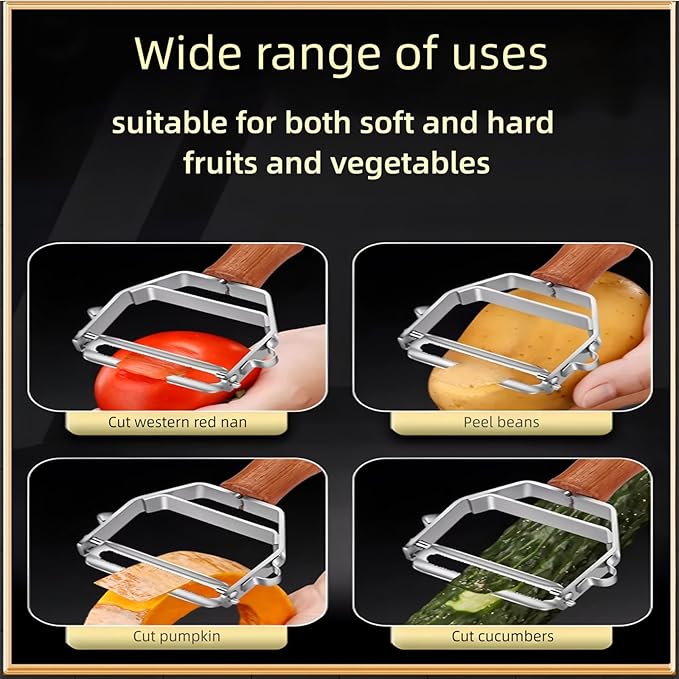 Vegetable Peeler, Stainless Steel Y-Shaped Blade with Wooden Handle, Multi-Purpose Kitchen Tool for Fruits and Vegetables, 6.3 Inches - Image 5