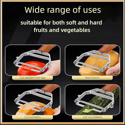 Vegetable Peeler, Stainless Steel Y-Shaped Blade with Wooden Handle, Multi-Purpose Kitchen Tool for Fruits and Vegetables, 6.3 Inches - Image 5