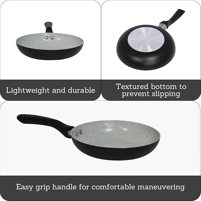 IMUSA 8" Premier Ceramic Nonstick Fry Pan with Cool Touch Handle, Matte Black - Image 2
