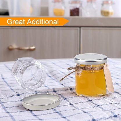 Accguan 30 Pcs 1.5 oz Glass Jars with Silver Lids, Mini Mason Jars for Gifts, Crafts, Wedding, Spice, ExtraTags String