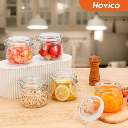 Hovico 17 oz Glass Jars with Airtight Lids And Leak Proof Rubber Gasket, Wide Mouth Mason Jars with Hinged Lids for Kitchen Canning Cereal,Pasta,Sugar,Beans,Spice, Glass Storage Containers, Set of 6 - Image 5