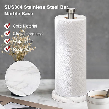 NearMoon Standing Paper Towel Holder, Kitchen Paper Towel Tissue Holder- for Bathroom Kitchen Countertop, Standard or Jumbo-Sized Roll Paper (with Marble Base, Brushed Nickel) - Image 4