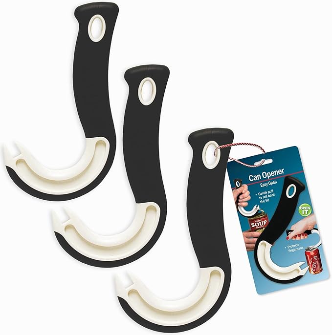 Ultimate Easy Open Ring Pull Can Opener 3 Pack by Jokari. Durable Non Slip Rubber Grip Makes Opening Aluminum Container Tabs Simple. Perfect for Protecting Nails and Folks with Joint Pain or Arthritis by Jokari