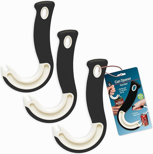 Ultimate Easy Open Ring Pull Can Opener 3 Pack by Jokari. Durable Non Slip Rubber Grip Makes Opening Aluminum Container Tabs Simple. Perfect for Protecting Nails and Folks with Joint Pain or Arthritis by Jokari
