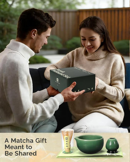 Maestri House Matcha Whisk Set, 7-Pc Complete Matcha Kit with Spouted Ceramic Bowl, Bamboo Whisk and Holder, Scoop, Spoon Rest & Sifter, Tea Cloth – Ideal Gift for Matcha Lovers (Emerald Kanso) - Image 7