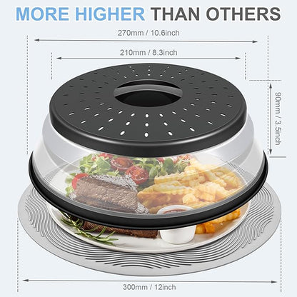 LekDrok Microwave Food Cover with Mat 12 Inch, Mat as Bowl Holder, Cover for Splatter Guard, Collapsible Lid for Plate Dish, Multi-Purpose Silicone Mat & Kitchen Colander Gadget for Meal Prep,Charcoal - Image 6