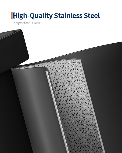 Garvee 13 gal / 50 L Metal Trash Can with Lid, Large Garbage Can for Kitchen, Rustproof Step-on Kitchen Metal Trash Bin with Liner Rim, Rear Handle, Soft Close Plastic Lid, Black - Image 3