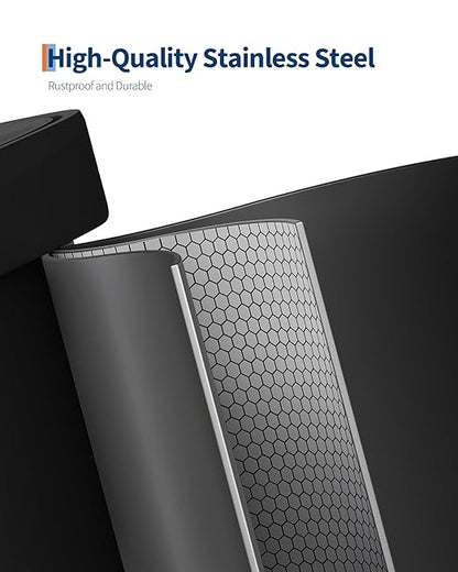 Garvee 13 gal / 50 L Metal Trash Can with Lid, Large Garbage Can for Kitchen, Rustproof Step-on Kitchen Metal Trash Bin with Liner Rim, Rear Handle, Soft Close Plastic Lid, Black - Image 3