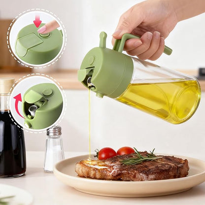 2Pcs Glass Oil Sprayer for Cooking 16oz/470ml, Kitchen Gadget for Air Fryer, Salad, BBQ, Frying（Black+Green） - Image 3