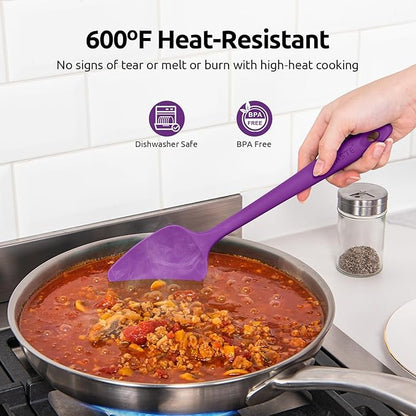 U-Taste Heat Resistant Silicone Spatula - 600ºF Hot-Proof Food Grade Kitchen Baking Bowl Scraper, Flexible and Sturdy Rubber Cooking Utensil for Mixing Scraping in NonStick Cookware (4 Pcs, Colorful) - Image 3