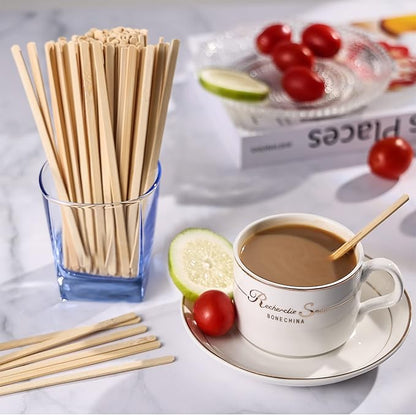 100pcs Bamboo Coffee Stirrers Individually Wrapped, 5.5 Inch Disposable Wood Swizzle Stick Beverage Mixer, Eco Friendly Long Wood Stir Sticks for Mixing Cocktail Hot Chocolate Drinking Tea - Image 5