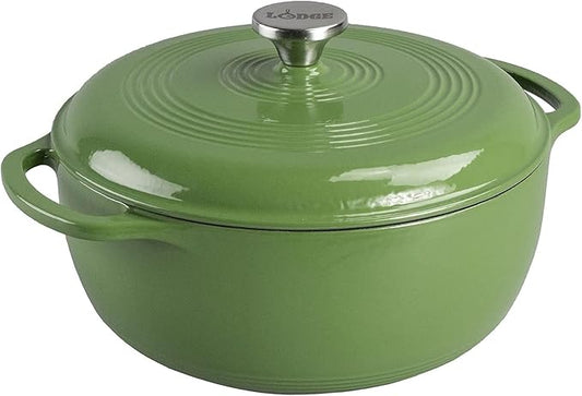 Lodge Essential Enamel Cast Iron Dutch Oven - Perfect for Bread Baking, Braising, Marinating & Slow Cooking - Features Moisture-Sealing Lid & Dual Handles - Kitchen Essentials - 6 Quarts - Spruce by Lodge