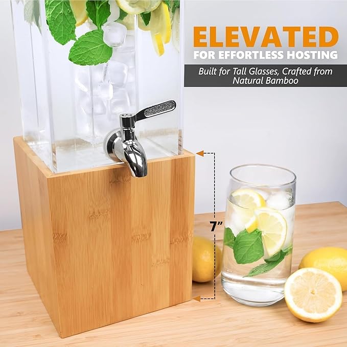 ACRYLIC Drink Dispenser- 1.25 GALLON Beverage Dispenser with Stand and Ice Core – Cold Drink Server for Parties and Events - Image 5