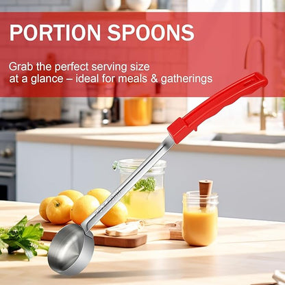 2 Ounce Solid Stainless Steel Portion Control Ladle Spoon -Pizza Sauce Serving Spoons Portion Ladle for Sauces, Perfect for Weight Watchers, Buffets, Parties