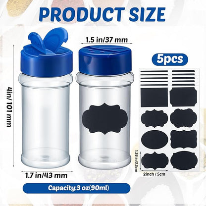Eccliy 36 Pack 3 oz Clear Plastic Spice Jars with Label and Shaker Lids Empty Spice Bottles Seasoning Containers Seasoning Jars Shaker Condiment Pots for Pepper Herbs Powders(Blue) - Image 2