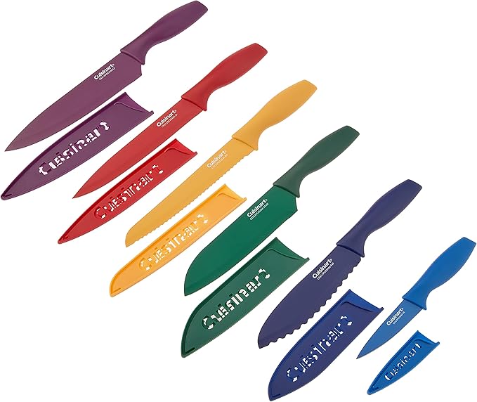 Cuisinart C55-12PCKSAM 12-Piece Ceramic Coated Stainless Steel Knives, Comes with 6-Blades and 6-Blade Guards, Color Coded to Reduce Risk of Cross Contamination, Jewel - Image 2