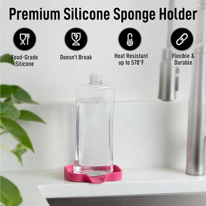 Zulay Kitchen Small Silicone Sponge Holder (4.9x3.3”) – Space-Saving Sink Organizer Tray for Sponge, Soap, Brush & More – Compact Non-Slip Dish for Kitchen & Bathroom (Honeysuckle) - Image 2