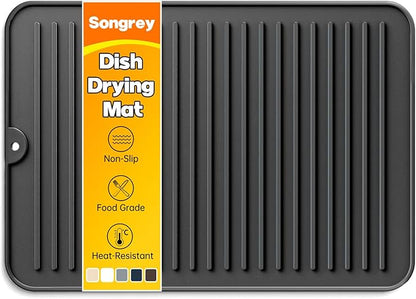 Songrey 14" x 10" Silicone Dish Drying Mat, Kitchen Counter Drying Pad for Sink Dishes or Under Rack, Multi-Use as Heat Resistant Trivet, Coffee Bar Mat by Unknown