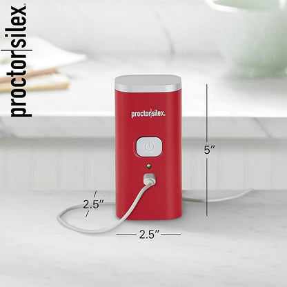 Proctor Silex Automatic Electric Can Opener, Hands Free Cordless Operation & USB Rechargeable, Self-Aligning, Cut Smooth Touch Lid Edges, Compact and Easy to Store, Red - Image 8