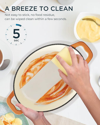 Enameled Cast Iron Dutch Oven - 9.3QT Dutch Oven Pot with Lid & Cotton Potholders - Heavy-Duty Non Stick Casserole Pot for Braising, Stews, Roasting, Baking, Suitable for All Stovetops, Vibrant Orange - Image 7