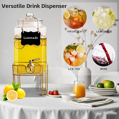 1.3 Gallon Beverage Dispenser with Stand,Stainless Steel Spigot-Lemonade Drink Dispenser for Parties and Weddings,Ideal for Juice,Coffee,Sangria
