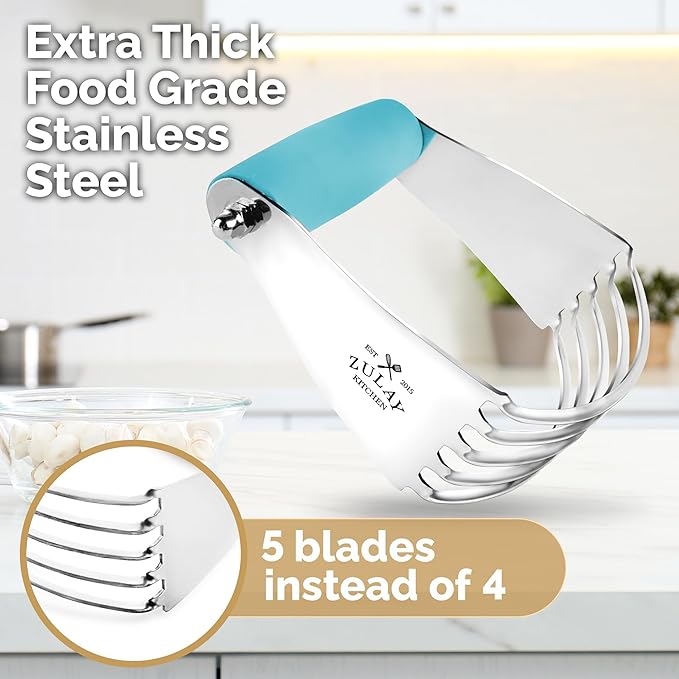 Zulay Kitchen Dough Blender - Stainless Steel Pastry Cutter, Heavy Duty Dough Cutter With Blades, Pastry Blender And Butter Cutter - Pastry Cutter For Baking (Blue) - Image 5