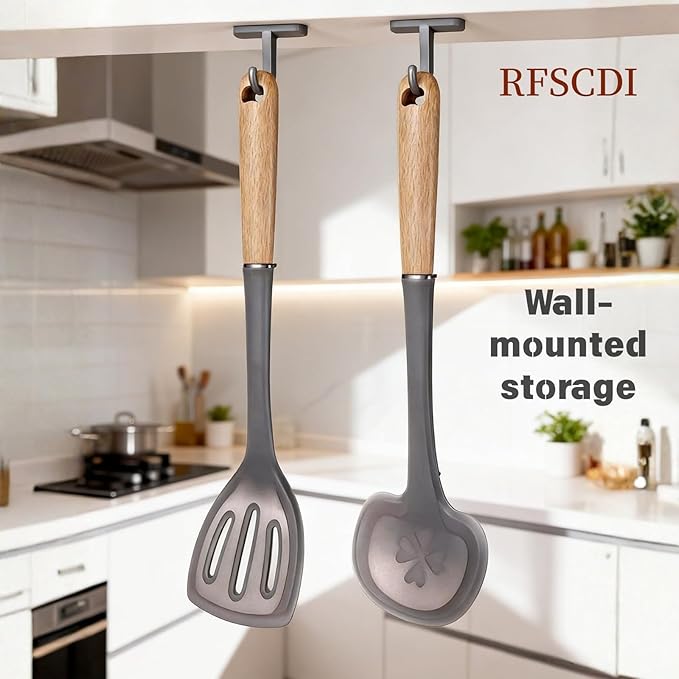 2-Piece Cooking Spatula Set - German standard Food-Grade Silicone with Steel Core, Heat Resistant Up to 500℉, Non-Stick Cooking Utensils for Kitchen with Ergonomic Non-Slip Handle (Gray) - Image 6