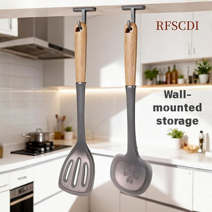 2-Piece Cooking Spatula Set - German standard Food-Grade Silicone with Steel Core, Heat Resistant Up to 500℉, Non-Stick Cooking Utensils for Kitchen with Ergonomic Non-Slip Handle (Gray) - Image 6
